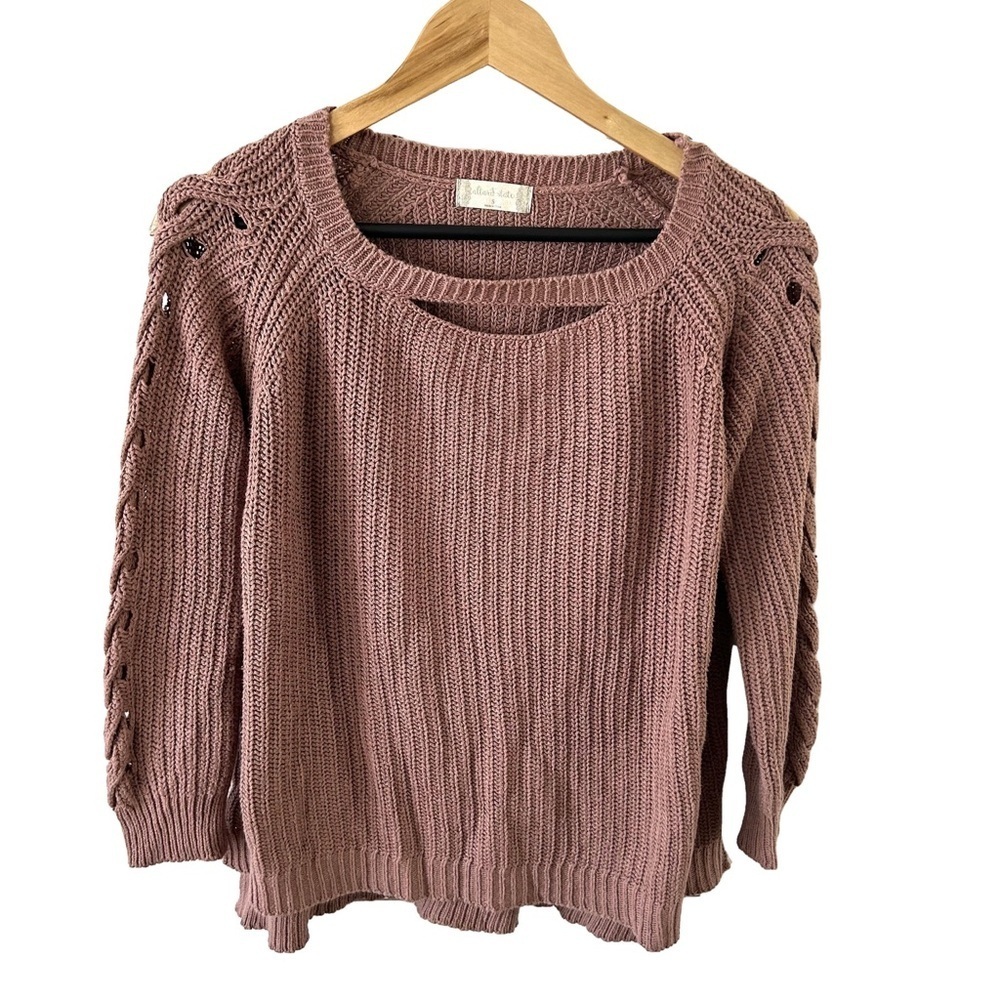Altar'd State Womens Brown Knit Cutout Neck And Sleeve Sweater Size S
